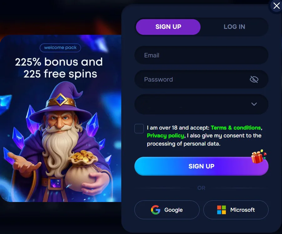 Wizardo Casino Registration